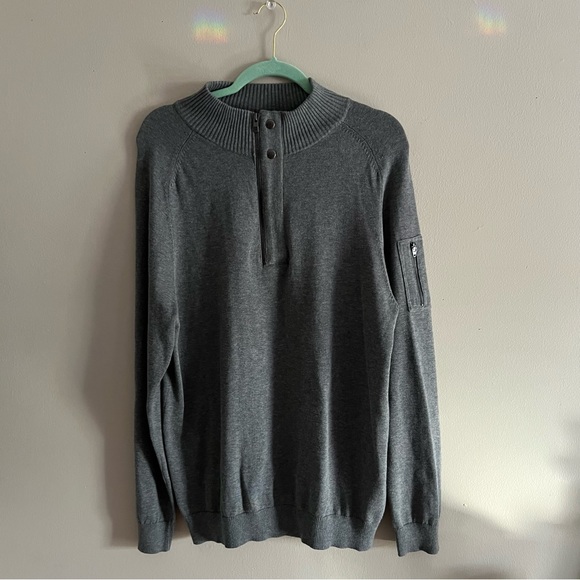 DKNY Men’s Quarter Zip Grey Sweater Size L - Picture 4 of 9